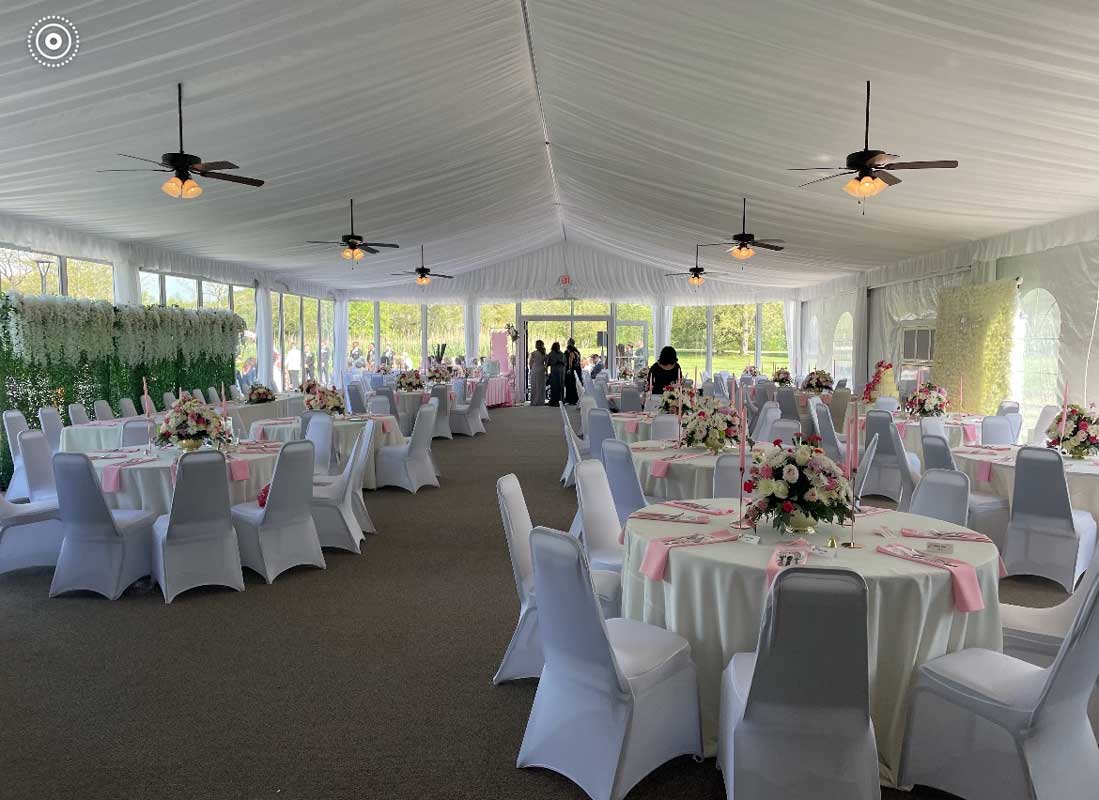 Inside the Sunset Pavilion ready for a wedding