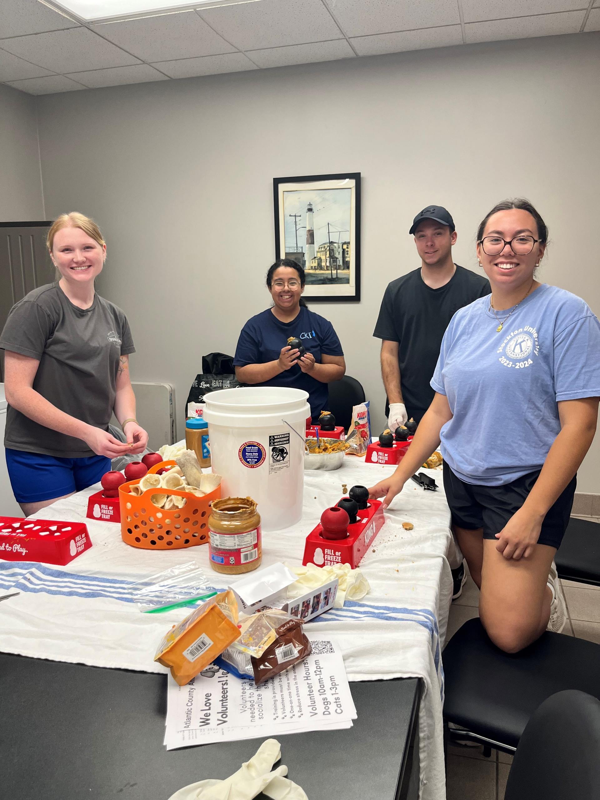 Shelter Volunteers received boxes of enrichment toys 