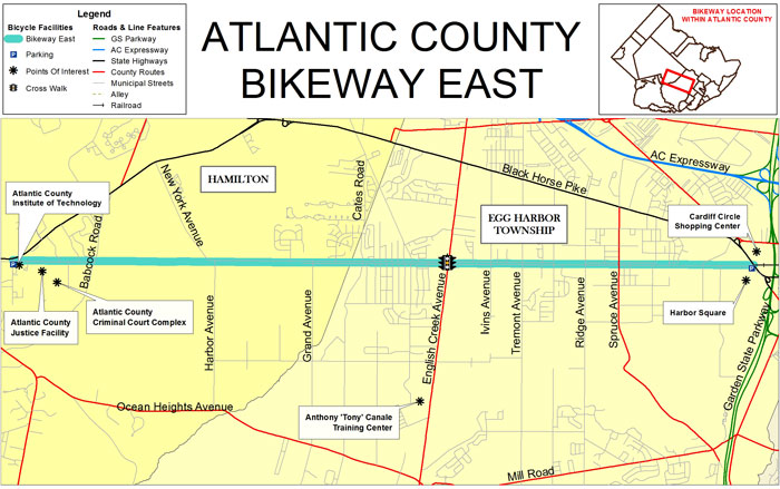 Atlantic County Bikeway East Map